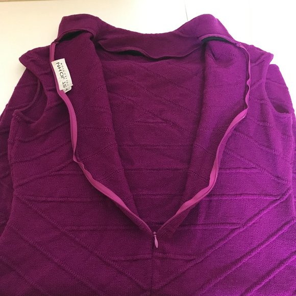 St. John Collection Criss Cross Bandage Pattern Santana Knit Sheath Dress Size 8 - Picture 10 of 15